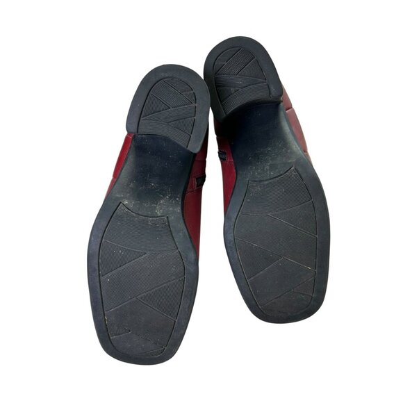 White Mountain Fairchild II Red Leather Boots Women's Sz 7.5 Side Zip Block Heel - Picture 10 of 13